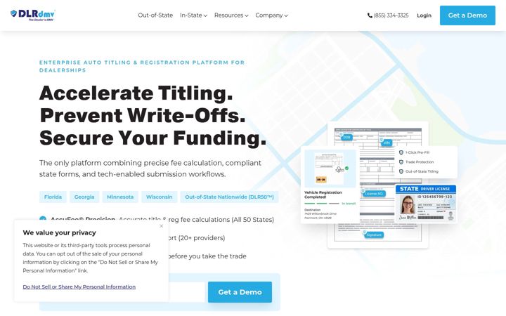 Screenshot of dlrdmv.com