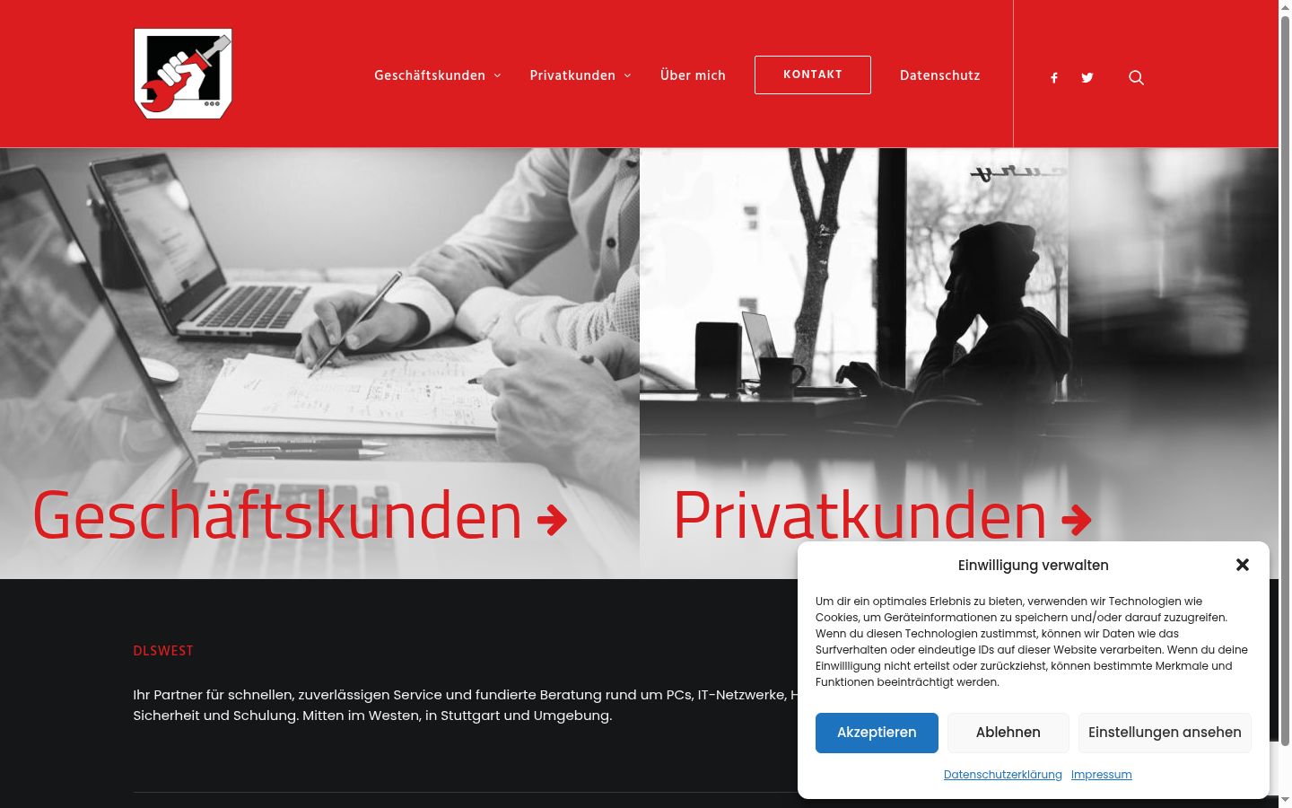 Screenshot of the consent banner shown before any interaction