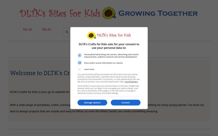 Screenshot of dltk-kids.com