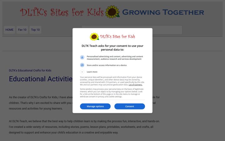 Screenshot of dltk-teach.com