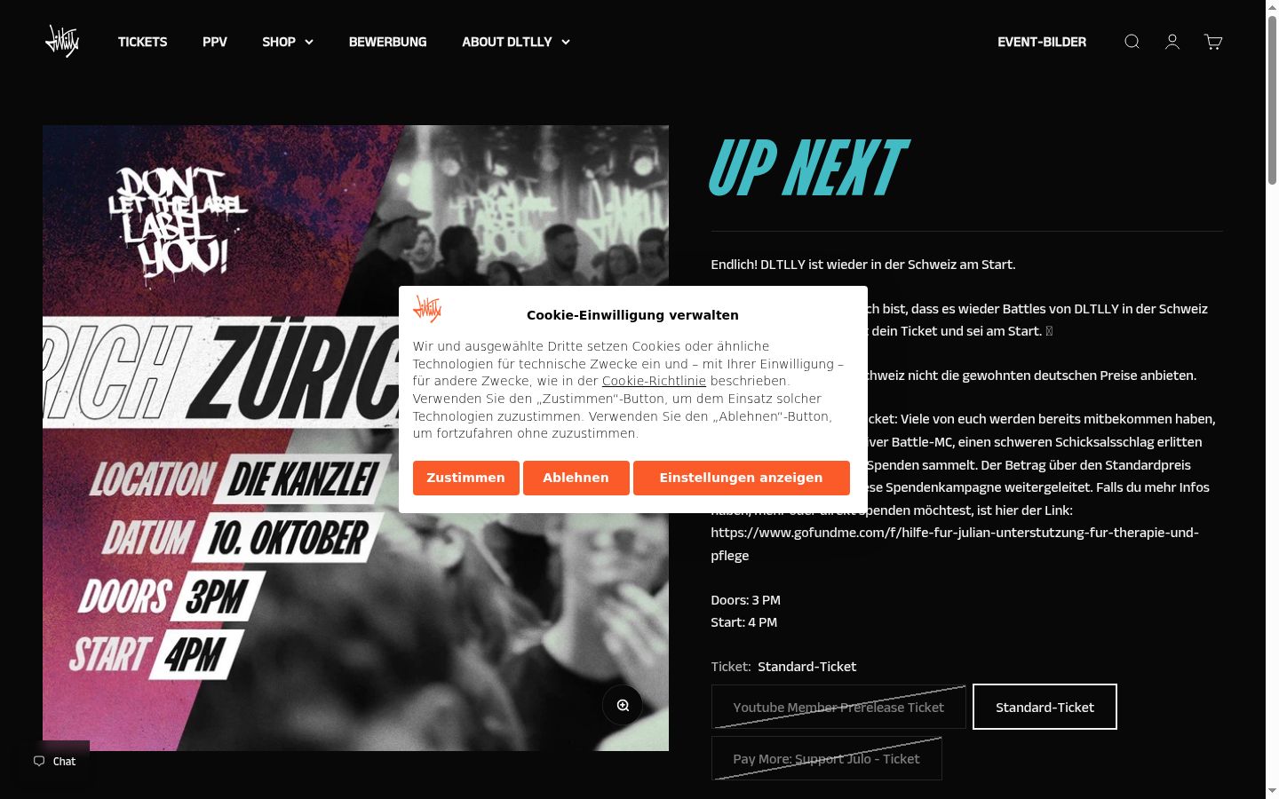 Capture d'écran de la bannière de consentement affichée avant toute interaction