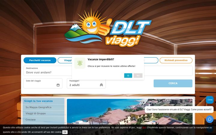 Snímek obrazovky dltviaggi.it