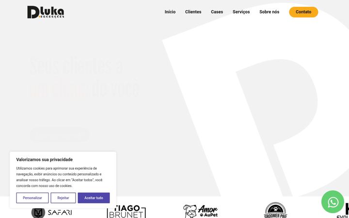 Screenshot stránky dlukaproducoes.com.br