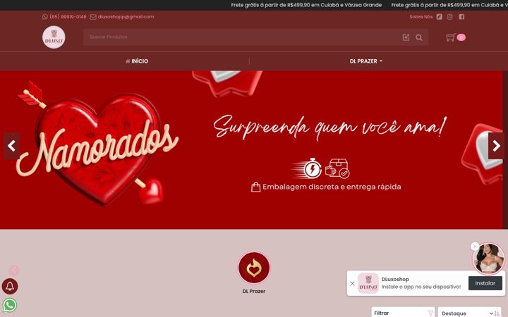 Screenshot stránky dluxoshop.com.br