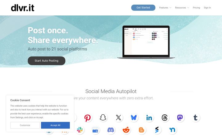 Screenshot of dlvrit.com