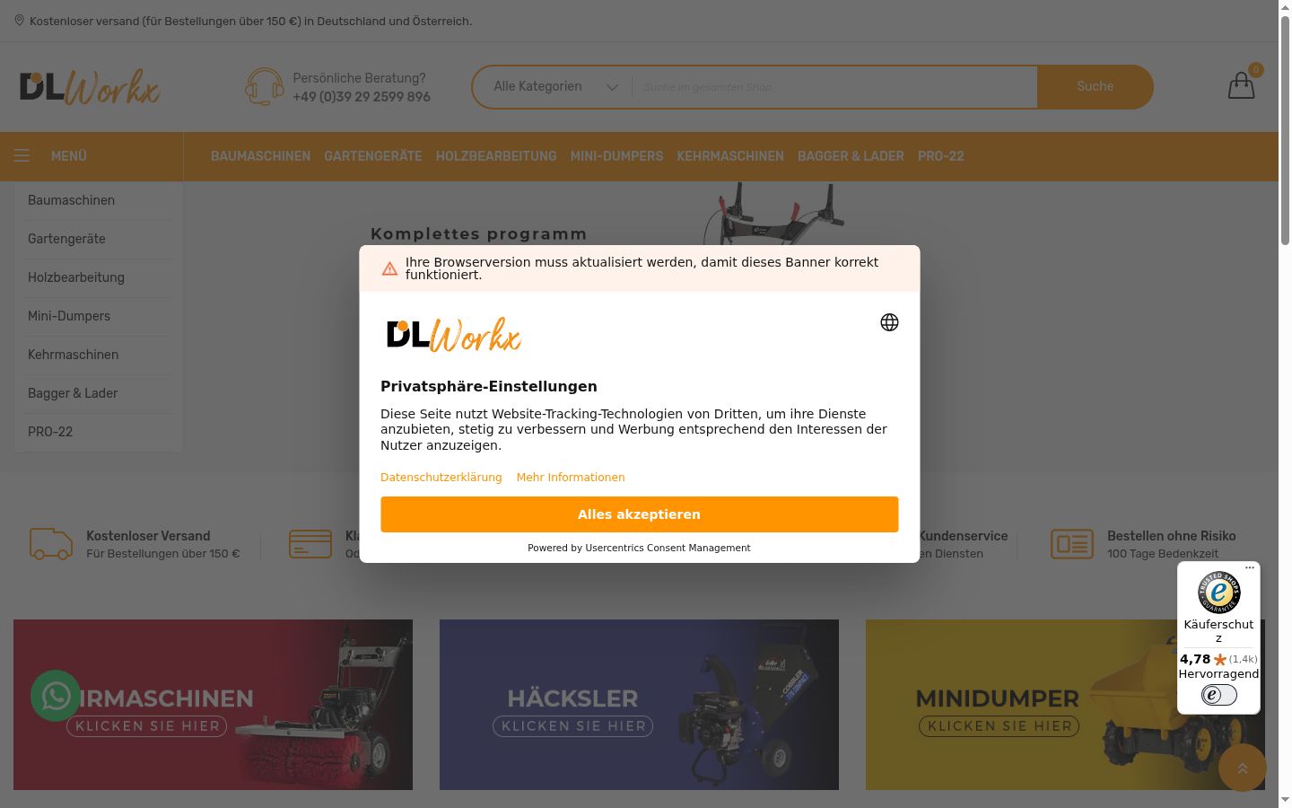 Screenshot tal-banner tal-kunsens muri qabel kwalunkwe interazzjoni