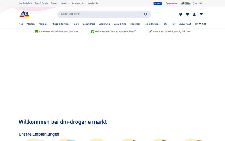 Screenshot of dm-drogeriemarkt.de