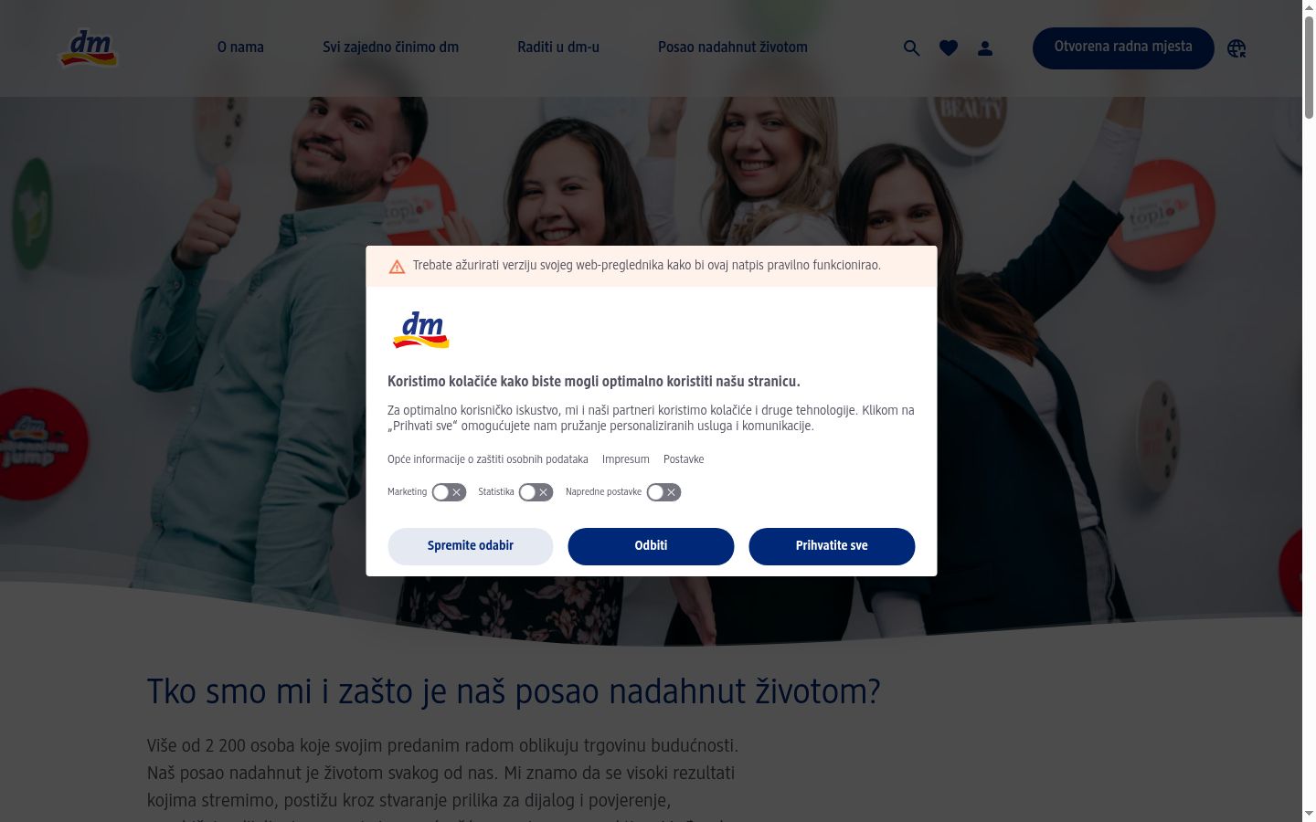 Screenshot of the consent banner shown before any interaction