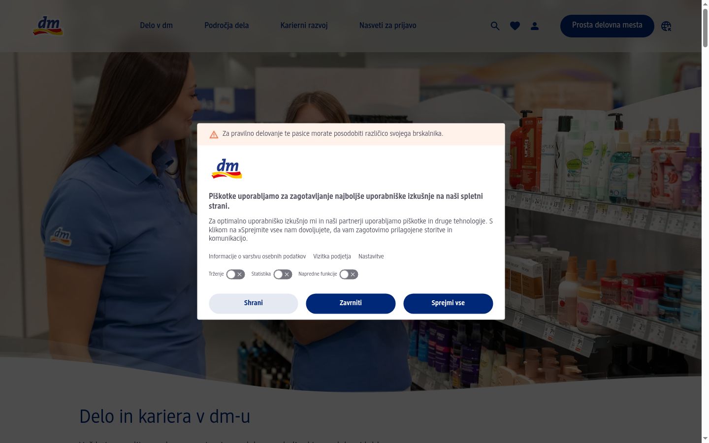 Captură de ecran a bannerului de consimțământ afișat înainte de orice interacțiune