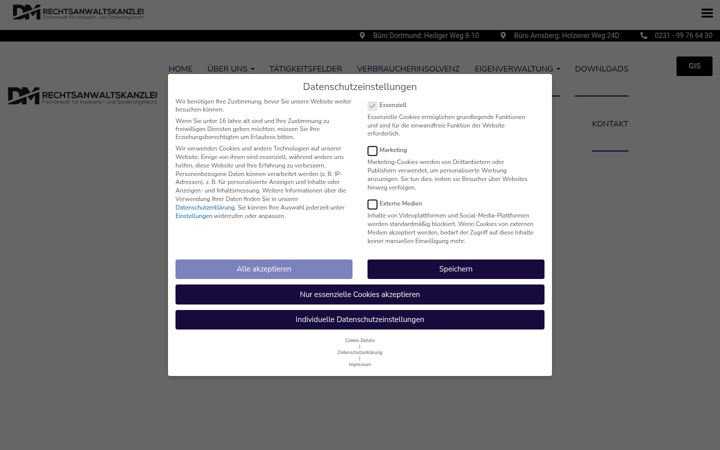 Ekraanipilt saidist dm-kanzlei.de
