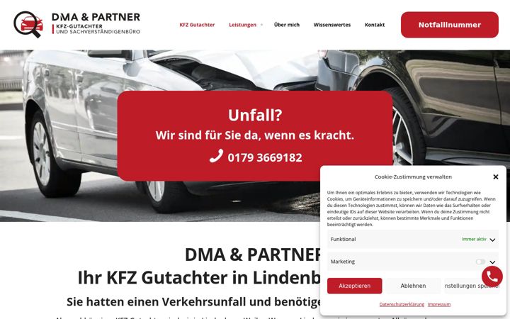 Ekraanipilt saidist dma-kfzgutachter.de