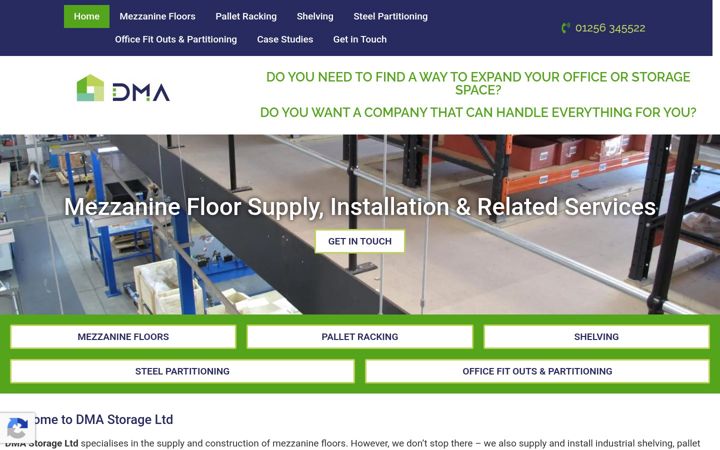 Screenshot of dma-storage.co.uk