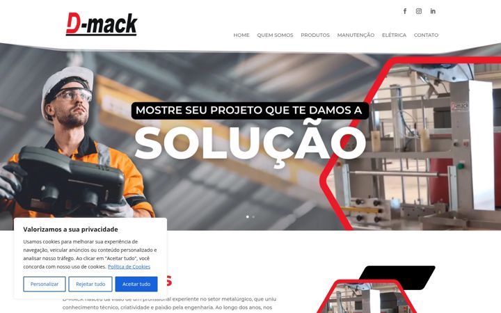 Screenshot stránky dmack.com.br
