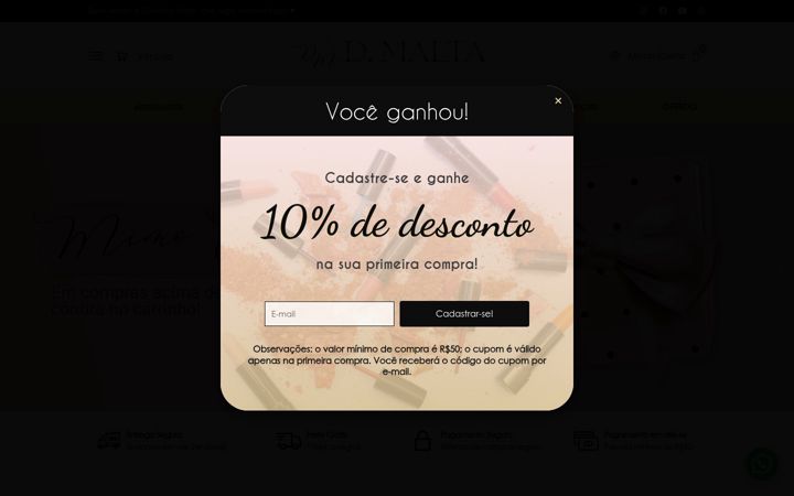 Screenshot stránky dmaltastore.com.br
