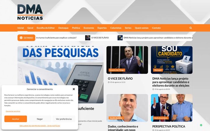 Screenshot stránky dmanoticias.com.br
