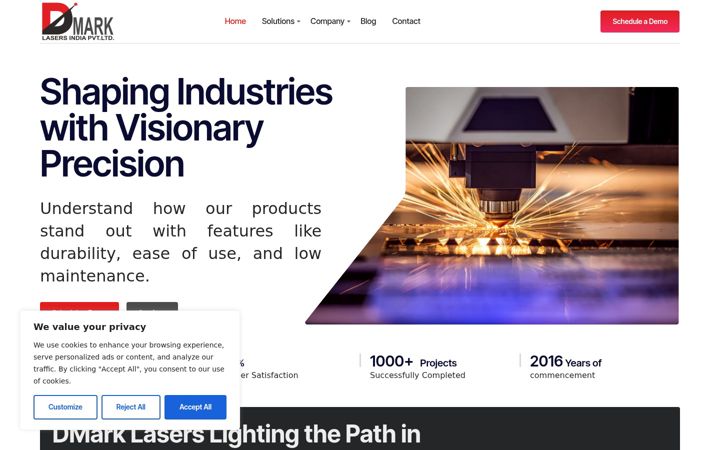Screenshot of dmarklaser.com