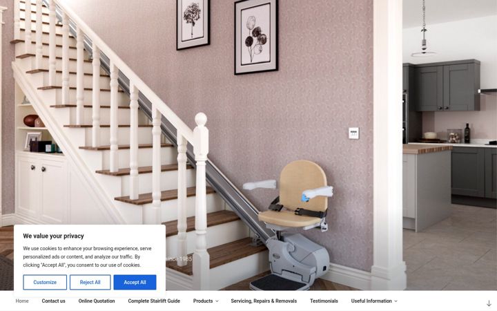 Skærmbillede af dmastairlifts.co.uk