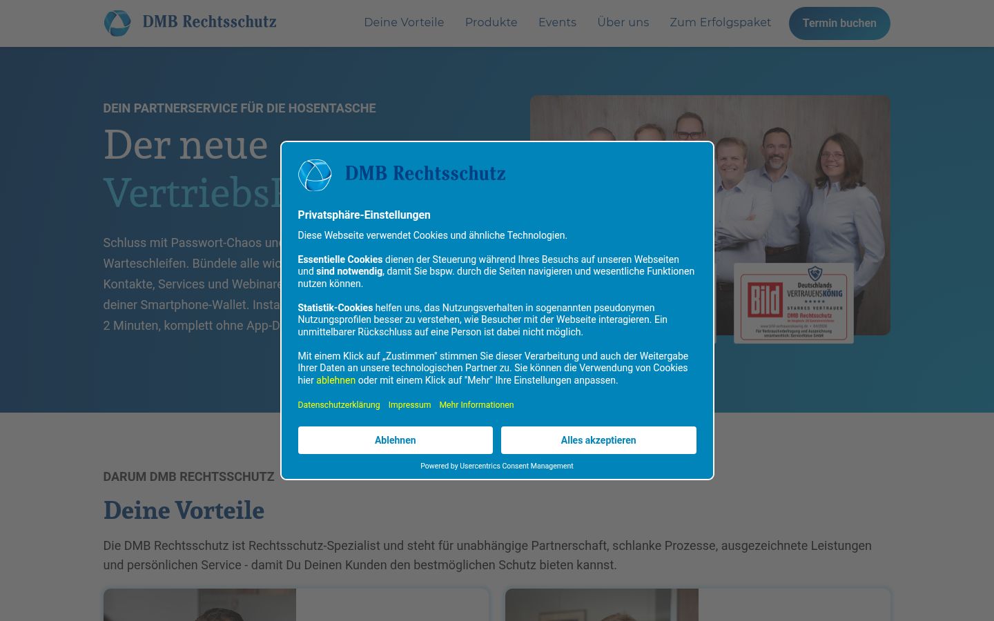 Screenshot of the consent banner shown before any interaction