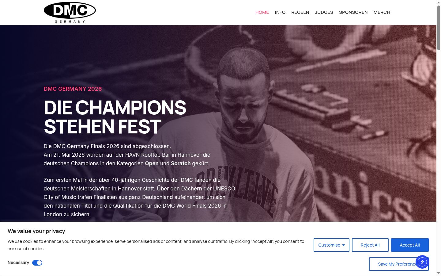 Screenshot of the consent banner shown before any interaction