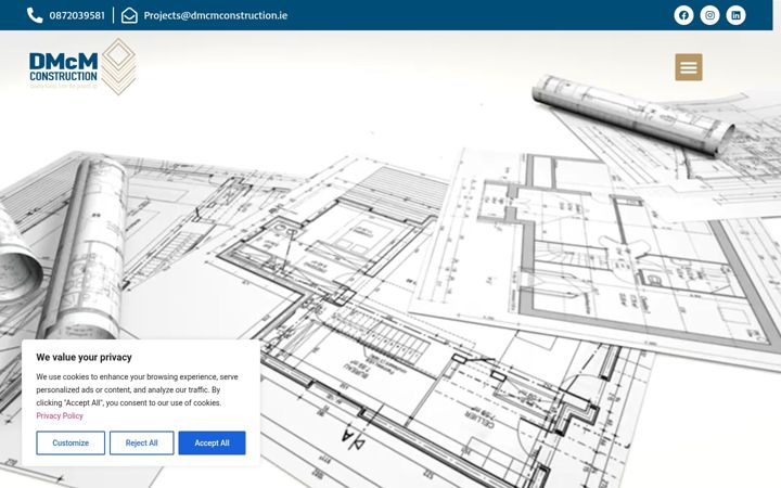 Screenshot ta' dmcmconstruction.ie