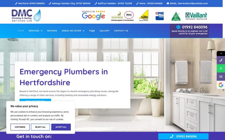 Skærmbillede af dmcplumbandheat.co.uk