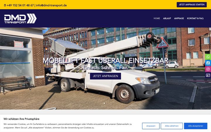 Snímek obrazovky dmd-transport.de