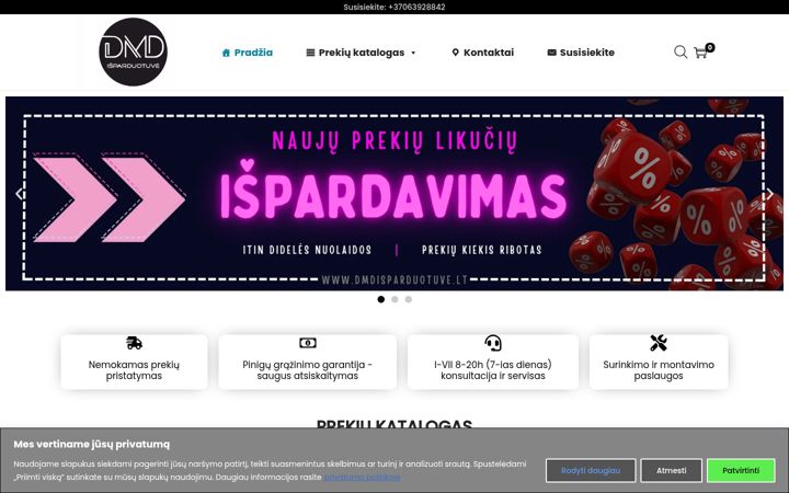 Screenshot ta' dmdisparduotuve.lt