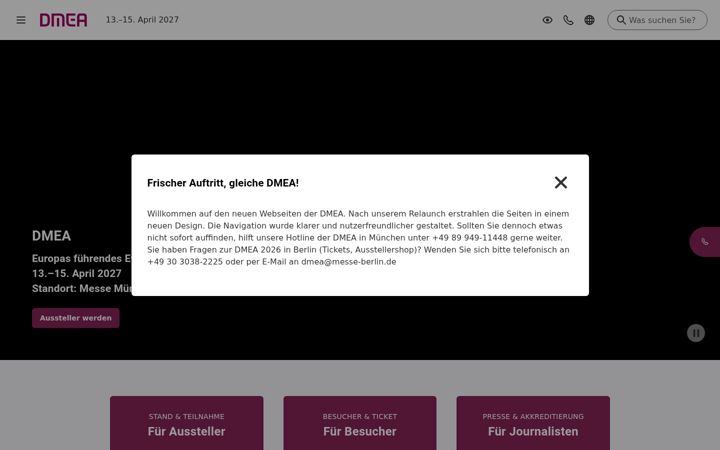 Screenshot of dmea.de