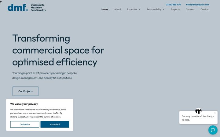 Screenshot of dmfprojects.com