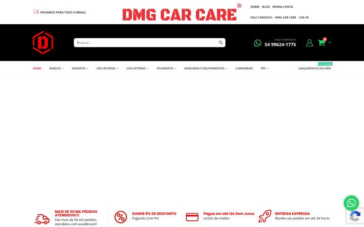 Screenshot stránky dmgcarcare.com.br