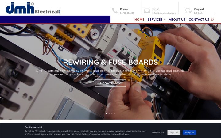 Screenshot of dmh-electrical.com