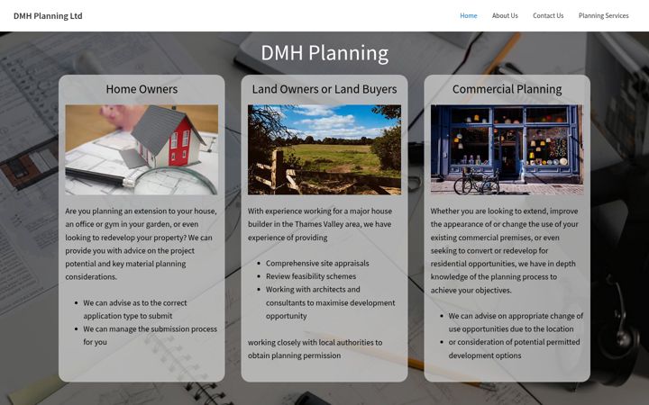 Screenshot ta' dmhplanning.co.uk