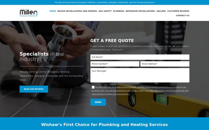 Screenshot of dmillerplumbingandheating.co.uk