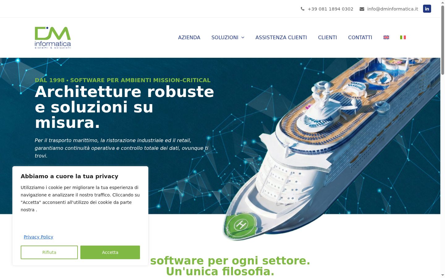 Screenshot del banner di consenso mostrato prima di qualsiasi interazione