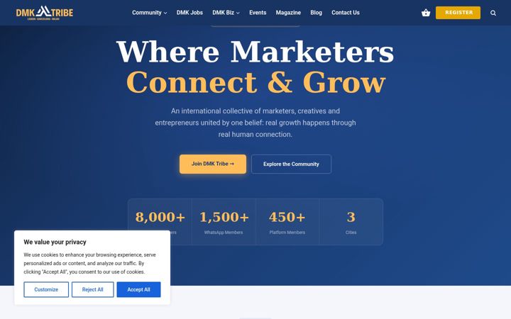 Screenshot of dmktribe.com