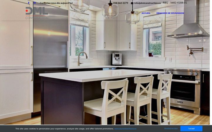 Screenshot stránky dmlconstruction.ca