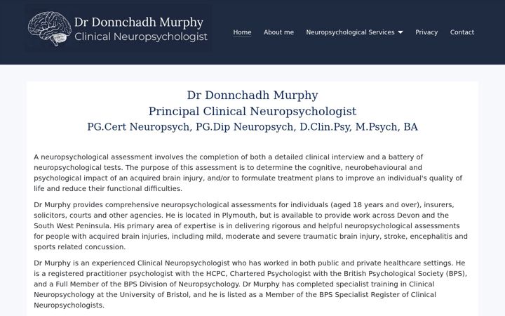 Screenshot ta' dmneuropsychology.co.uk