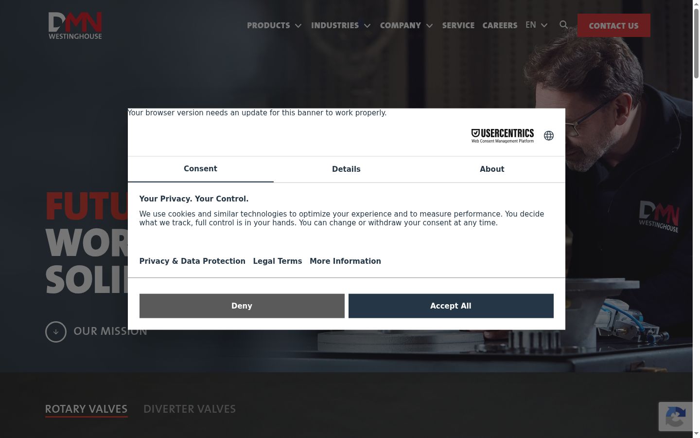 Screenshot del banner di consenso mostrato prima di qualsiasi interazione