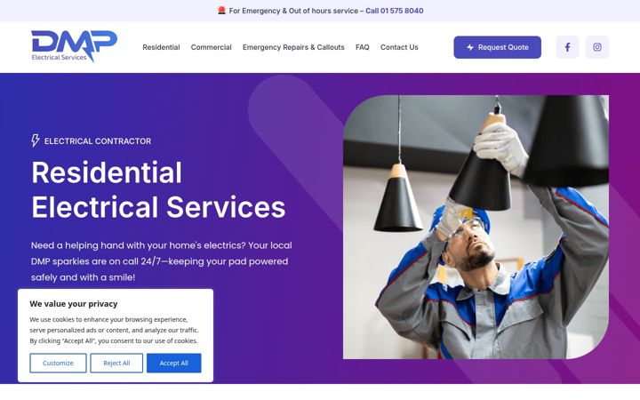 Screenshot ta' dmpelectrical.ie