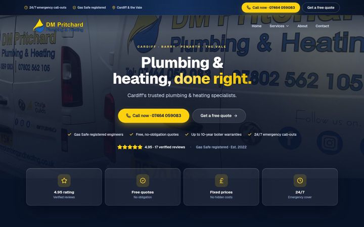 Screenshot ta' dmpplumbingandheating.co.uk