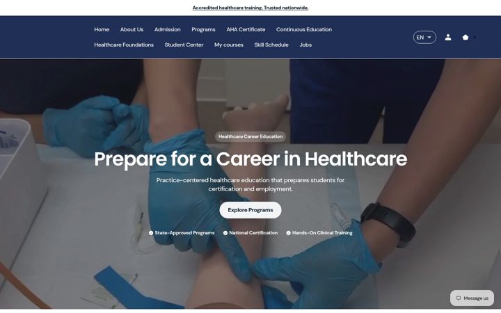Screenshot of dmscaretraining.com