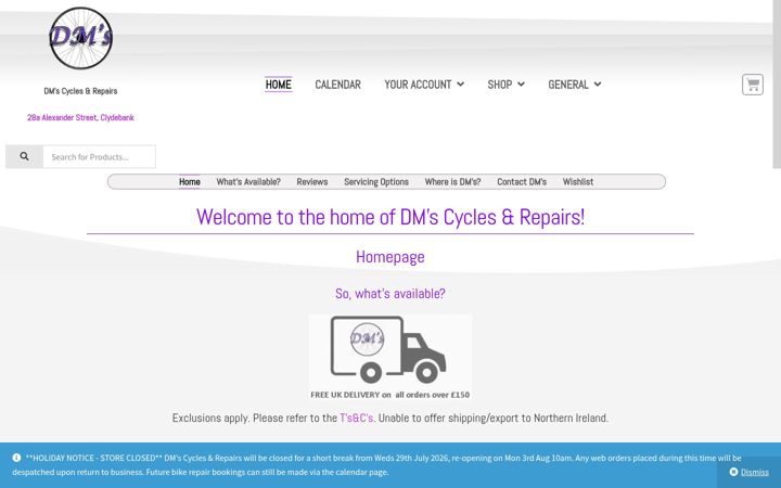 Captura de pantalla de dmscycles.co.uk
