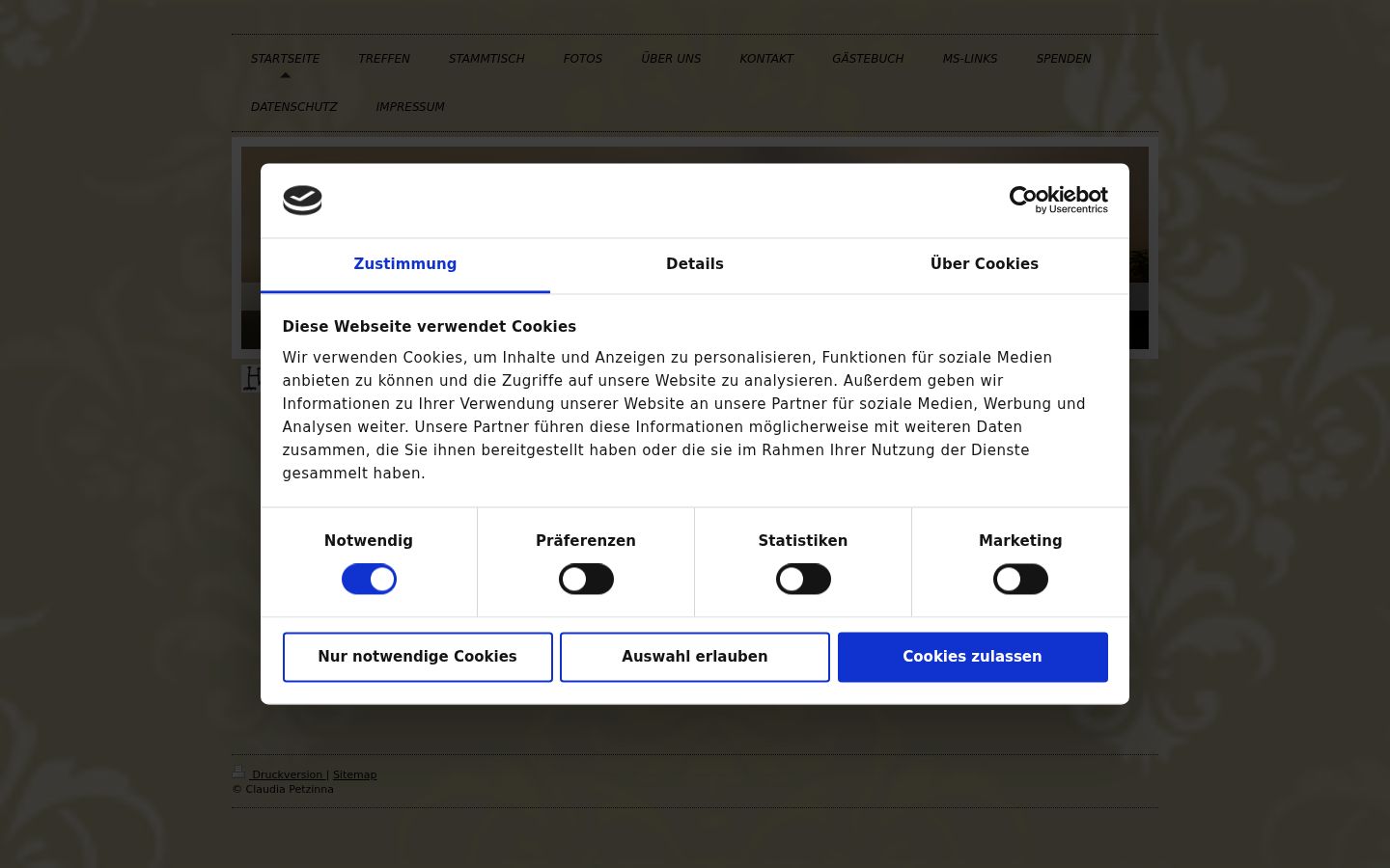 Screenshot del banner di consenso mostrato prima di qualsiasi interazione