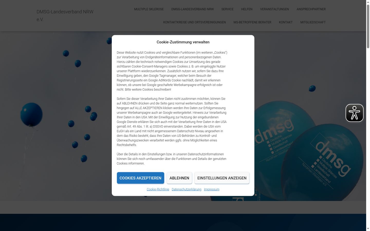 Zrzut ekranu banera zgody wyświetlanego przed jakąkolwiek interakcją