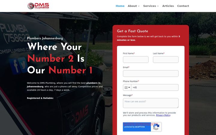Screenshot of dmsplumbing.co.za