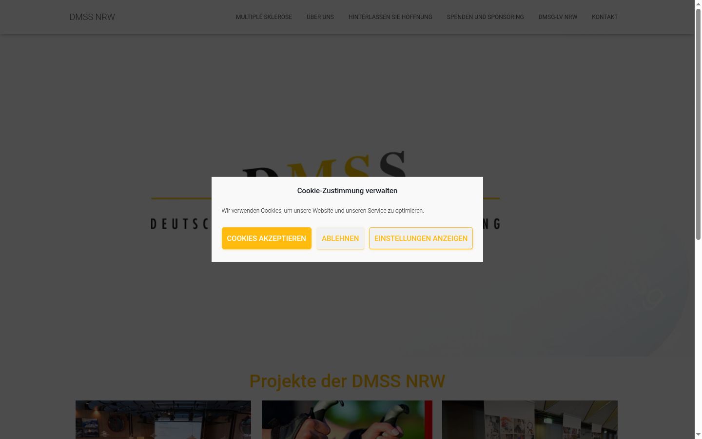 Screenshot del banner di consenso mostrato prima di qualsiasi interazione