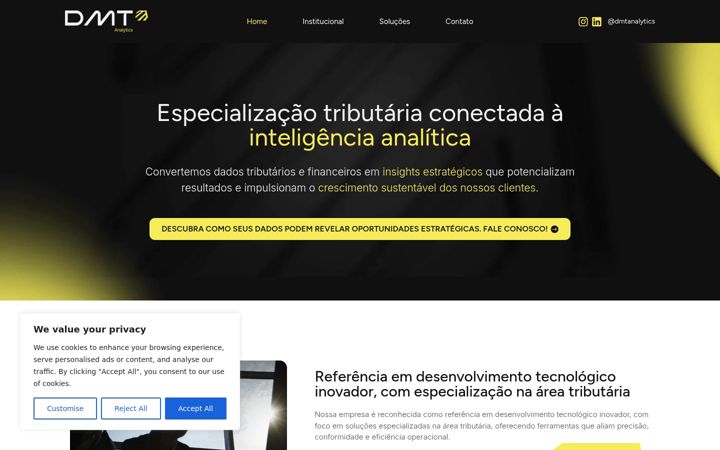 Screenshot of dmtanalytics.com