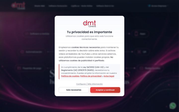 Screenshot of dmtconecta.com