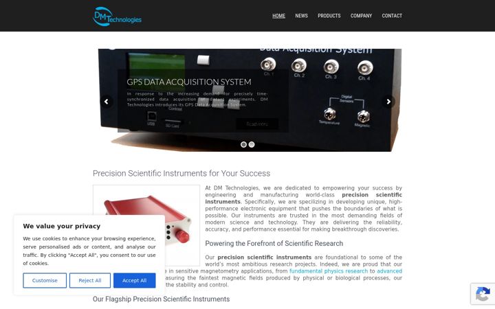 Skærmbillede af dmtechnologies.eu