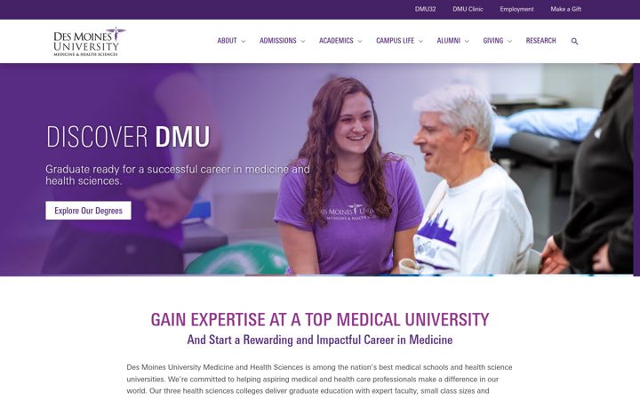 Screenshot of dmu.edu
